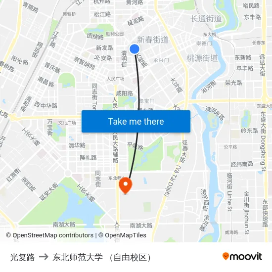 光复路 to 东北师范大学 （自由校区） map