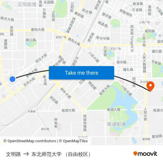 文明路 to 东北师范大学 （自由校区） map