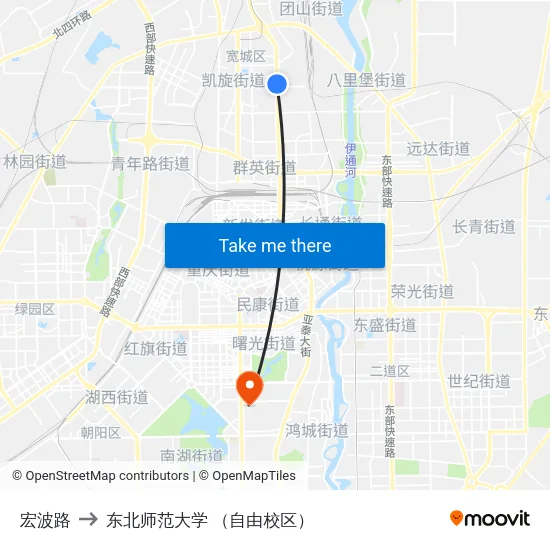 宏波路 to 东北师范大学 （自由校区） map