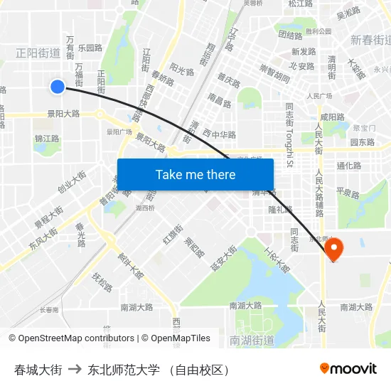 春城大街 to 东北师范大学 （自由校区） map
