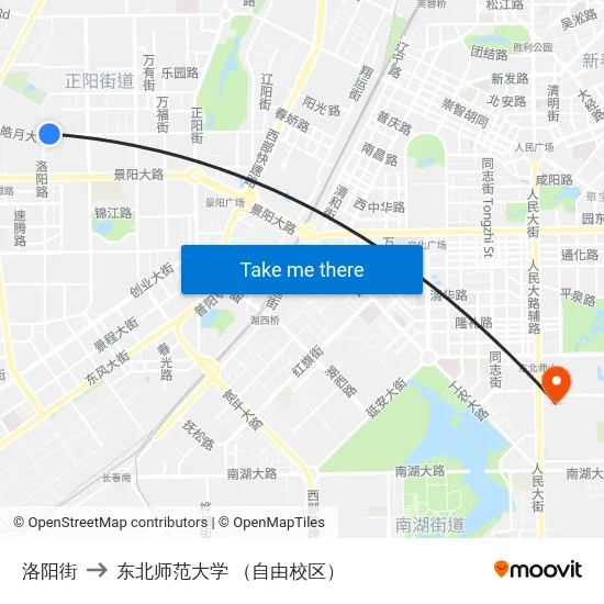 洛阳街 to 东北师范大学 （自由校区） map
