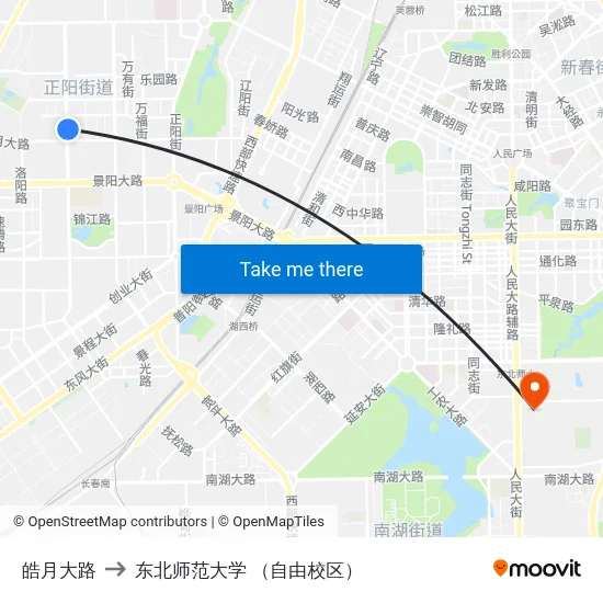 皓月大路 to 东北师范大学 （自由校区） map