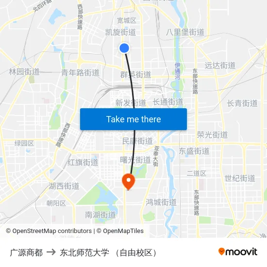 广源商都 to 东北师范大学 （自由校区） map