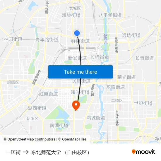 一匡街 to 东北师范大学 （自由校区） map