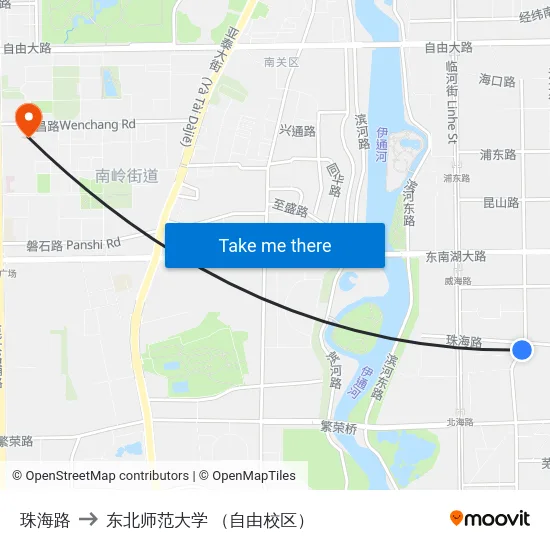珠海路 to 东北师范大学 （自由校区） map