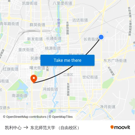 凯利中心 to 东北师范大学 （自由校区） map