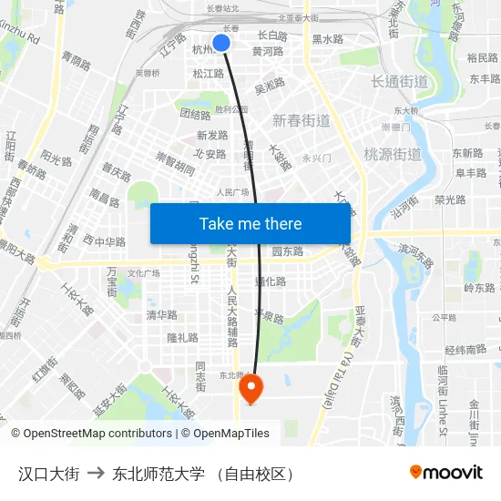 汉口大街 to 东北师范大学 （自由校区） map