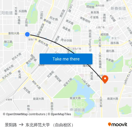 景阳路 to 东北师范大学 （自由校区） map