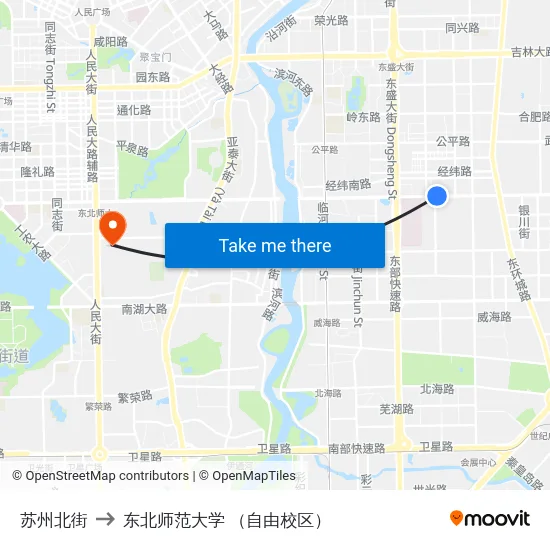 苏州北街 to 东北师范大学 （自由校区） map