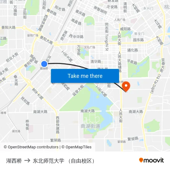 湖西桥 to 东北师范大学 （自由校区） map