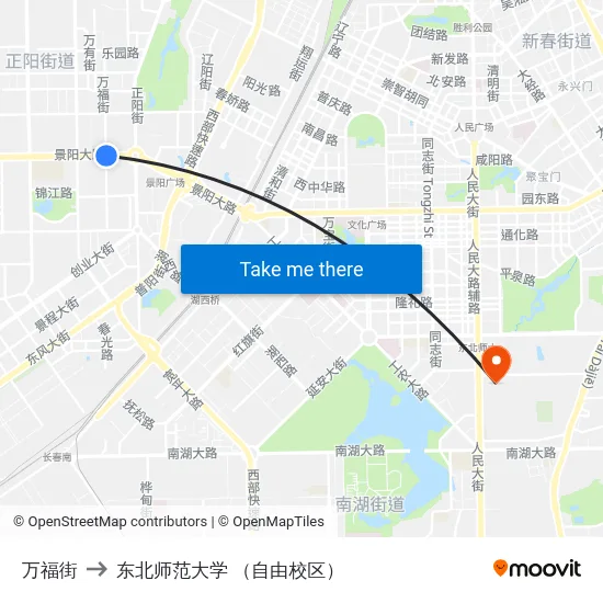 万福街 to 东北师范大学 （自由校区） map