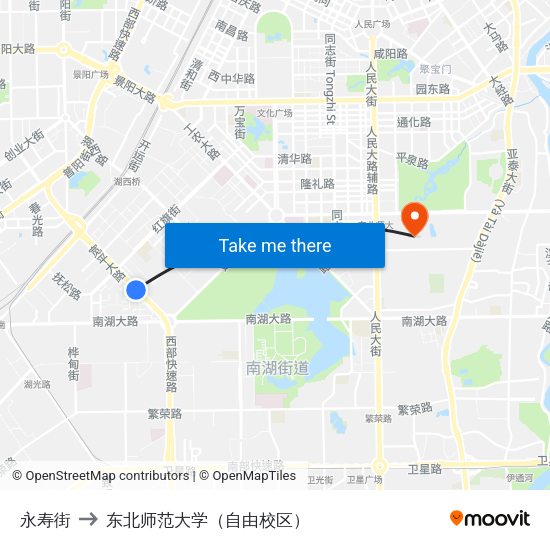 永寿街 to 东北师范大学（自由校区） map