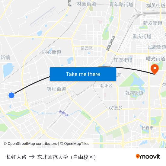 长虹大路 to 东北师范大学（自由校区） map