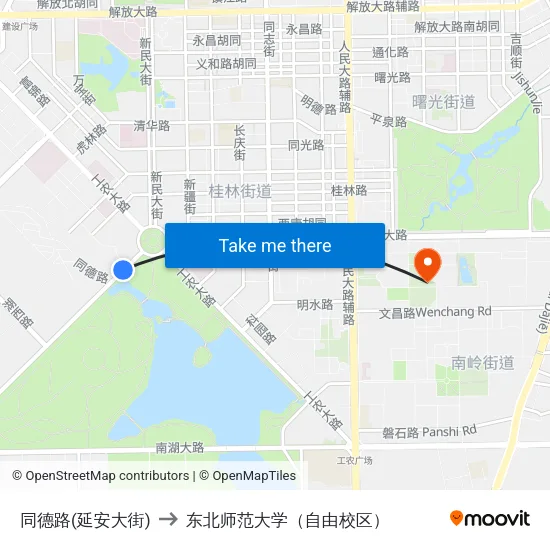 同德路(延安大街) to 东北师范大学（自由校区） map