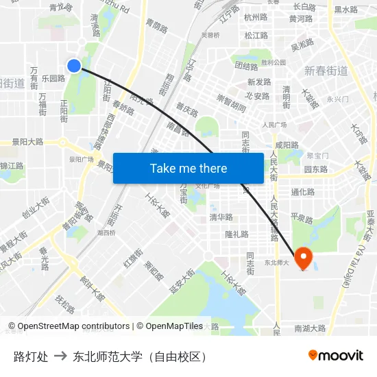路灯处 to 东北师范大学（自由校区） map
