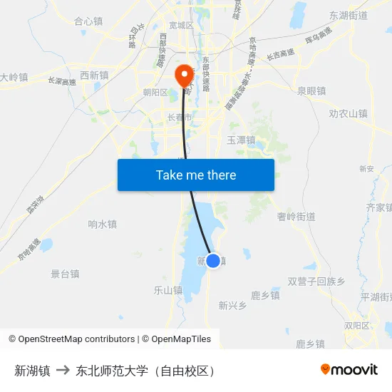 新湖镇 to 东北师范大学（自由校区） map