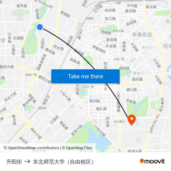 升阳街 to 东北师范大学（自由校区） map