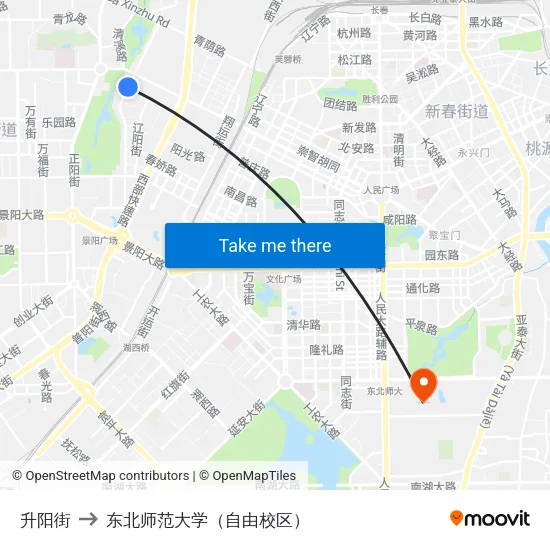 升阳街 to 东北师范大学（自由校区） map