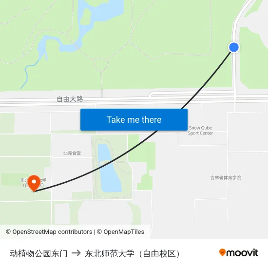 动植物公园东门 to 东北师范大学（自由校区） map