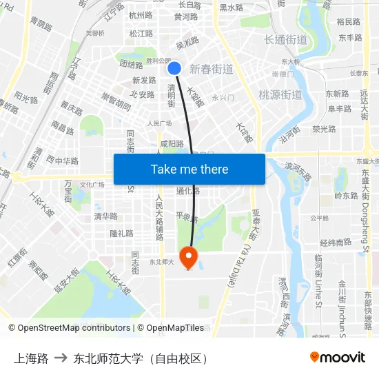 上海路 to 东北师范大学（自由校区） map