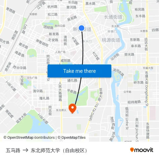 五马路 to 东北师范大学（自由校区） map