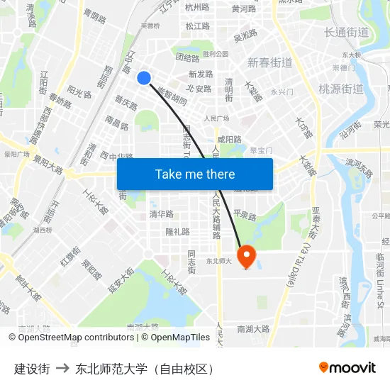 建设街 to 东北师范大学（自由校区） map