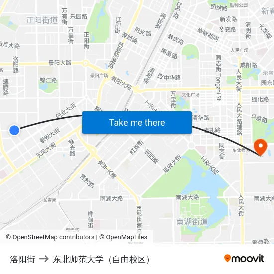 洛阳街 to 东北师范大学（自由校区） map