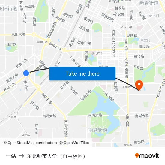 一站 to 东北师范大学（自由校区） map