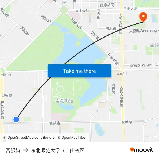 富强街 to 东北师范大学（自由校区） map