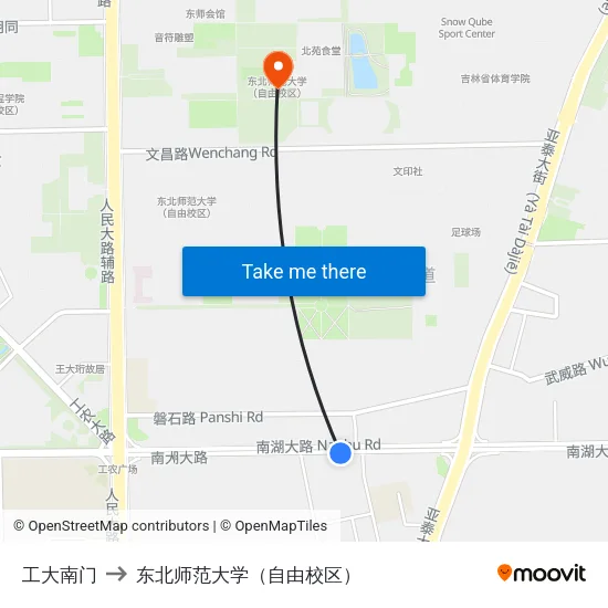 工大南门 to 东北师范大学（自由校区） map