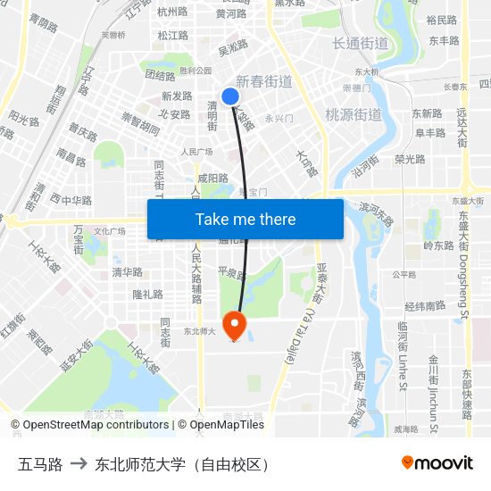 五马路 to 东北师范大学（自由校区） map