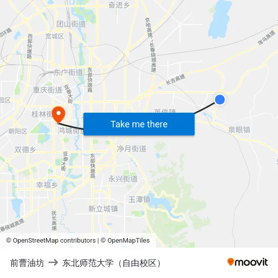 前曹油坊 to 东北师范大学（自由校区） map