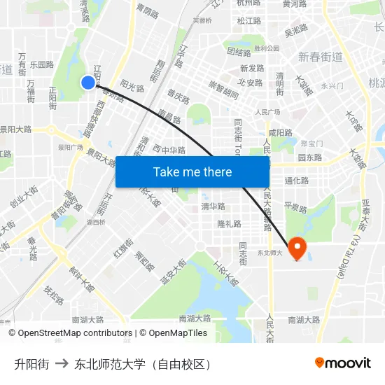 升阳街 to 东北师范大学（自由校区） map