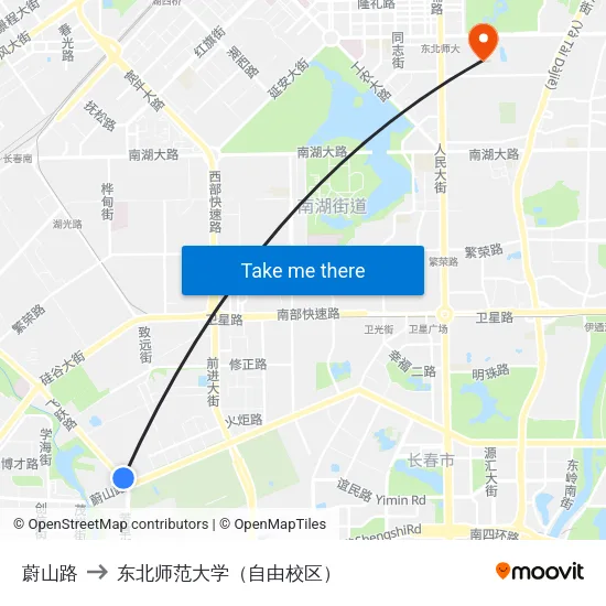 蔚山路 to 东北师范大学（自由校区） map