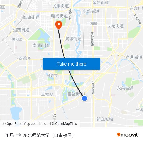 车场 to 东北师范大学（自由校区） map