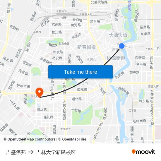 吉盛伟邦 to 吉林大学新民校区 map