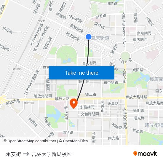 永安街 to 吉林大学新民校区 map