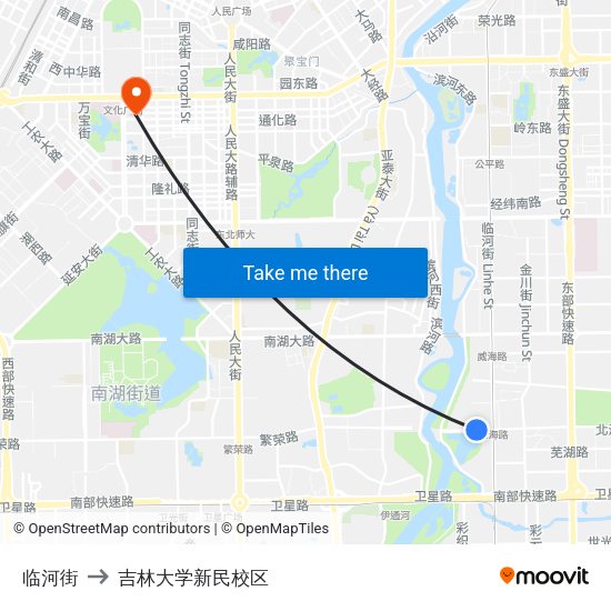 临河街 to 吉林大学新民校区 map