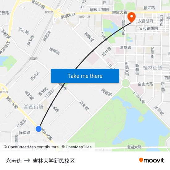 永寿街 to 吉林大学新民校区 map