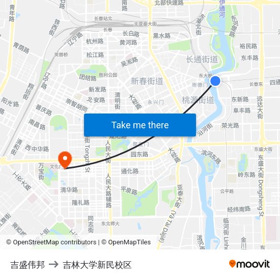 吉盛伟邦 to 吉林大学新民校区 map