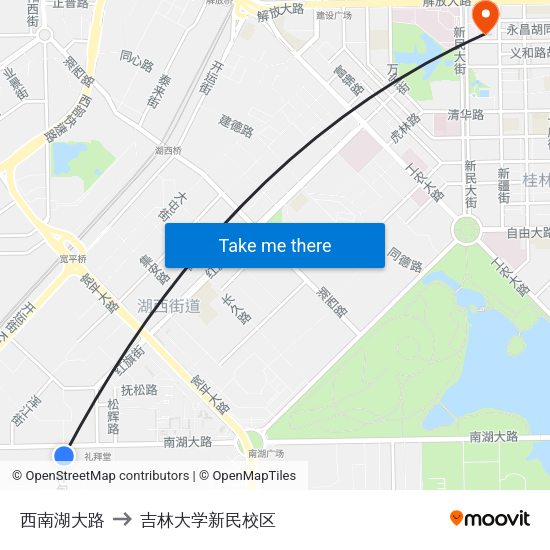 西南湖大路 to 吉林大学新民校区 map