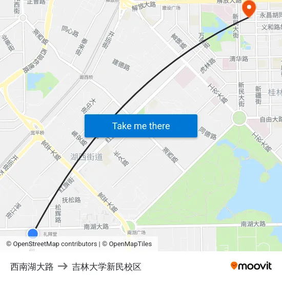西南湖大路 to 吉林大学新民校区 map