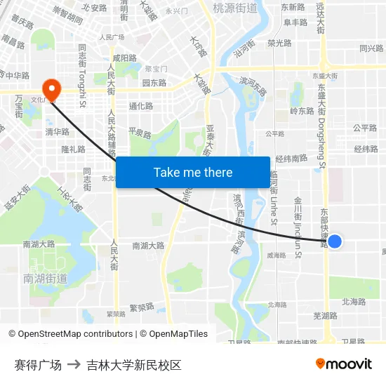 赛得广场 to 吉林大学新民校区 map