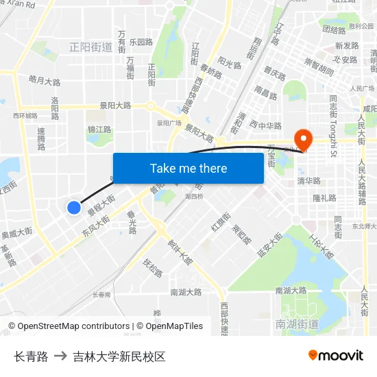 长青路 to 吉林大学新民校区 map