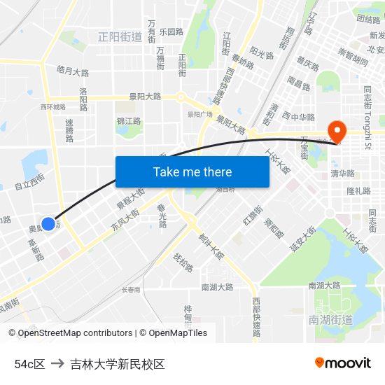 54c区 to 吉林大学新民校区 map