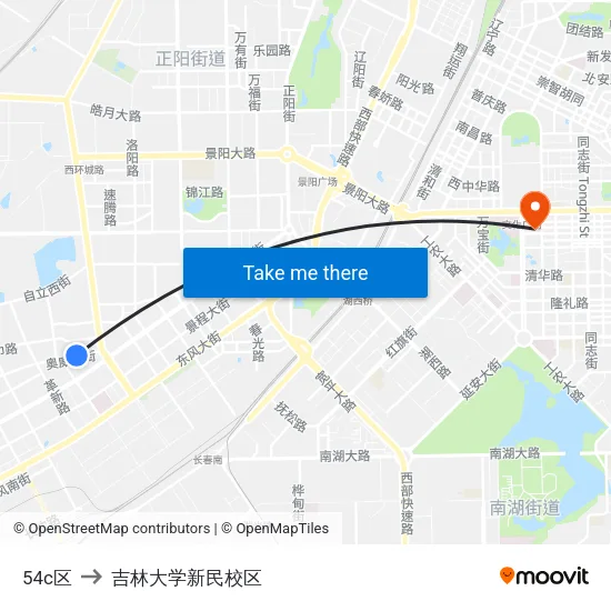 54c区 to 吉林大学新民校区 map