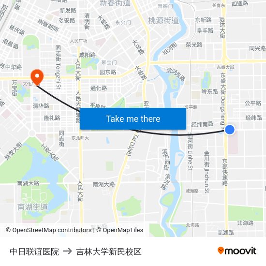 中日联谊医院 to 吉林大学新民校区 map