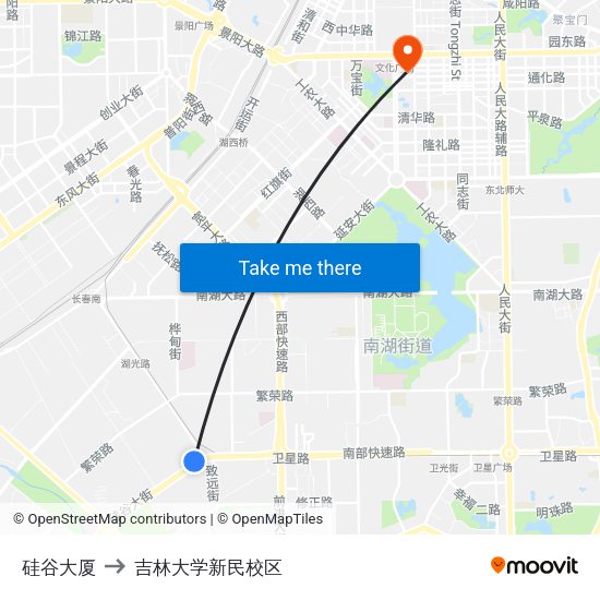 硅谷大厦 to 吉林大学新民校区 map