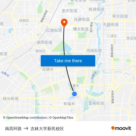 南四环路 to 吉林大学新民校区 map