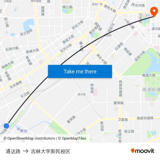 通达路 to 吉林大学新民校区 map